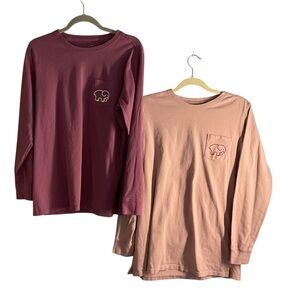 Bundle: 2 Ivory Ella Long Sleeve Size L Pink and Purple Long Sleeve Tee Shirts